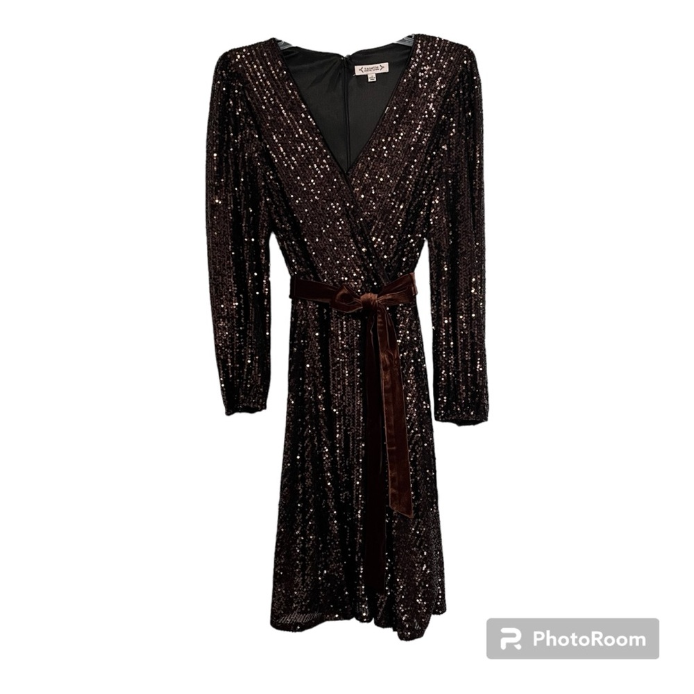 NWT Nanette Lepore Size 12 copper brown and black sequin dress